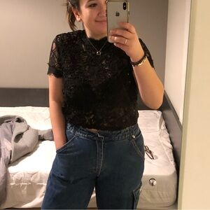 Lacy Zip Up Going Out Top